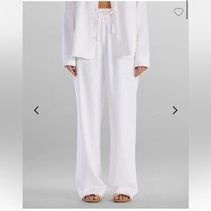 BYLT Basics Women's Wide Leg White Linen Pants